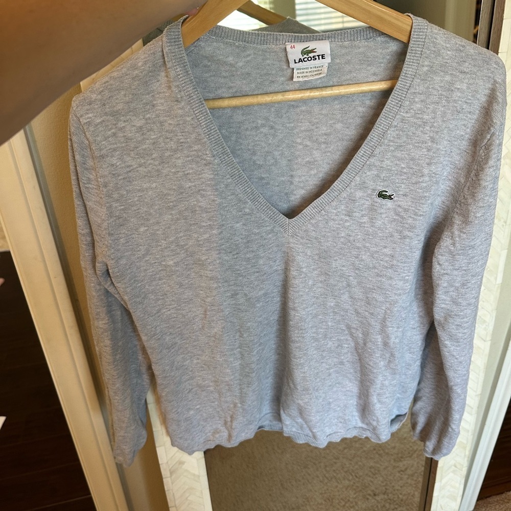 Lacoste Light Gray Knit Sweater Top - Picture 2 of 5